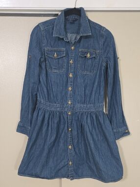 Girls Polo by Ralph Lauren Navy and Yellow Label Denim Dress Size 16